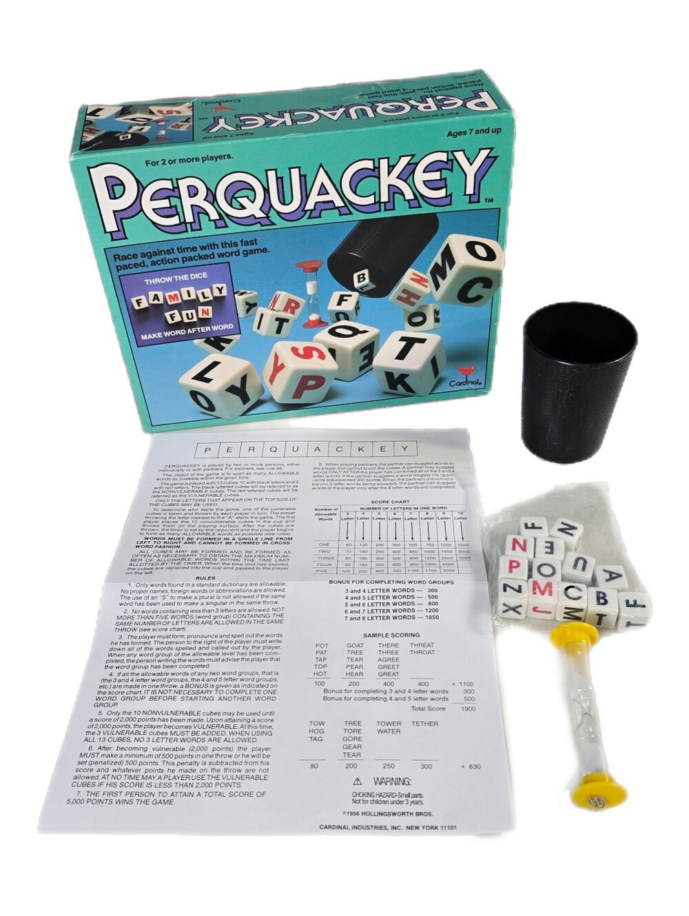 Perquackey Dice Word Game 100% COMPLETE No. 4500 Cardinal 1956